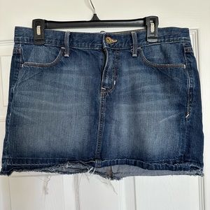 Y2K Distressed bottom blue jean skirt